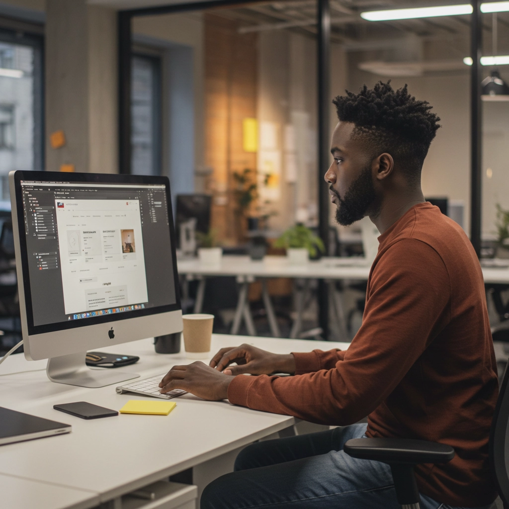 A man working on a design on an iMac
